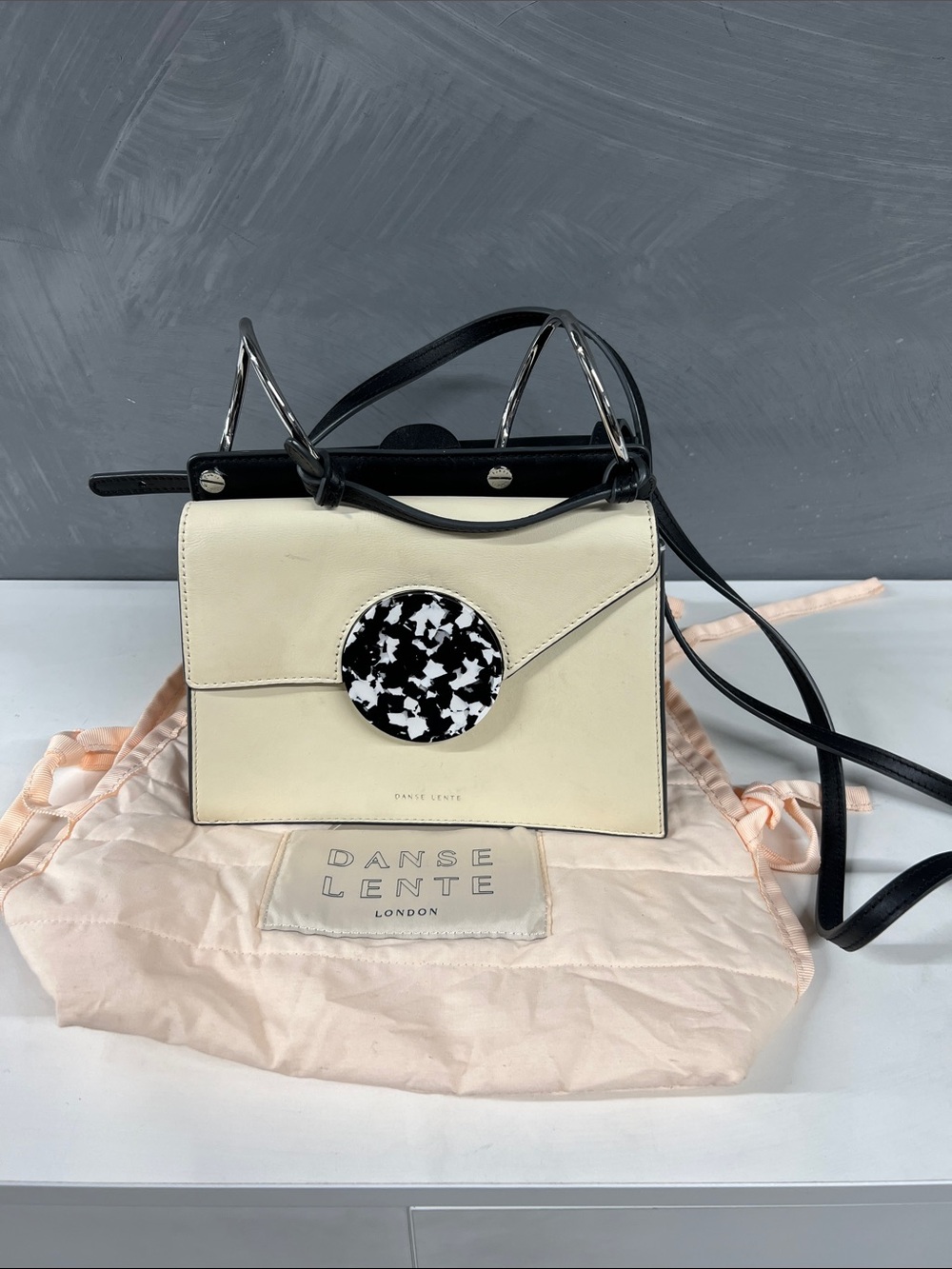 Danse Lente Cream and Black Crossbody Bag